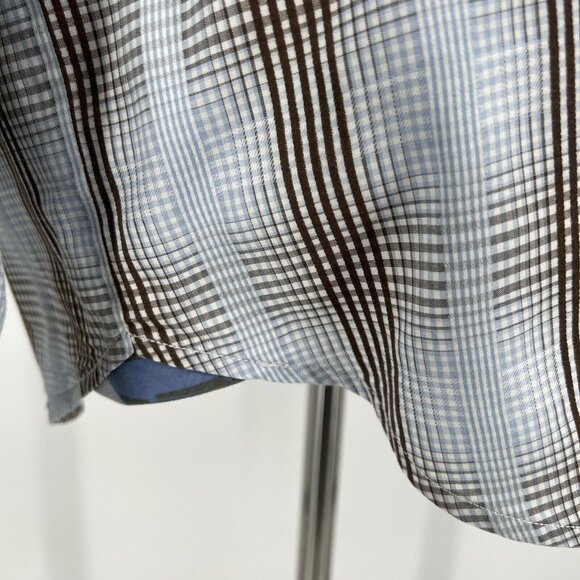 Tommy Bahama Mens Long Sleeve Button-Up Shirt M/M 100% Cotton Brown & Blue Plaid - Picture 6 of 9